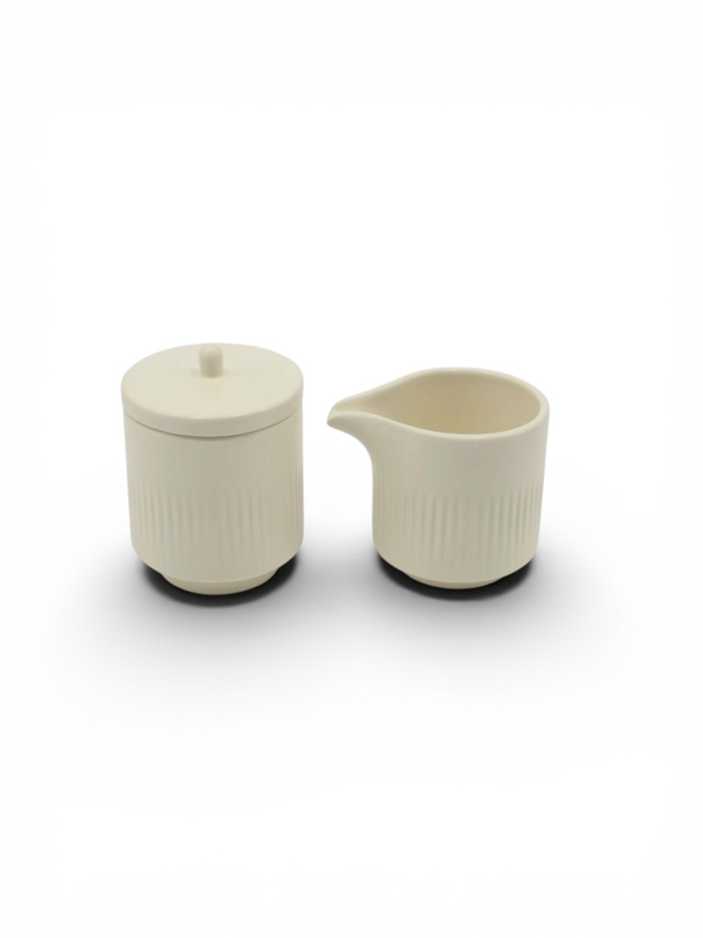 CITRINE RIBBED CERAMIC CREAMER & SUGAR JAR SET